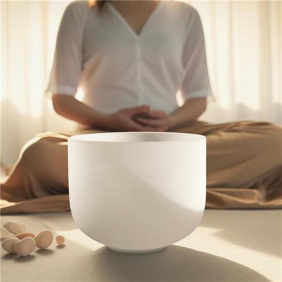 F Note Quartz Crystal Singing Bowl 8 Inch Heart Chakra Meditation Sound Healing - Picture 2 of 6